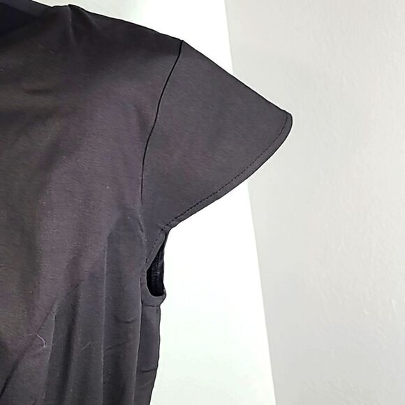 Pukavt Black Dress with Tie Belt, Cap Sleeves & Flowy Skirt, Size XL, NWOT - Picture 3 of 8